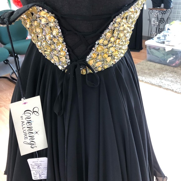 Allure Formal Short Dress Black with multicolored stones size 0 - Picture 3 of 8